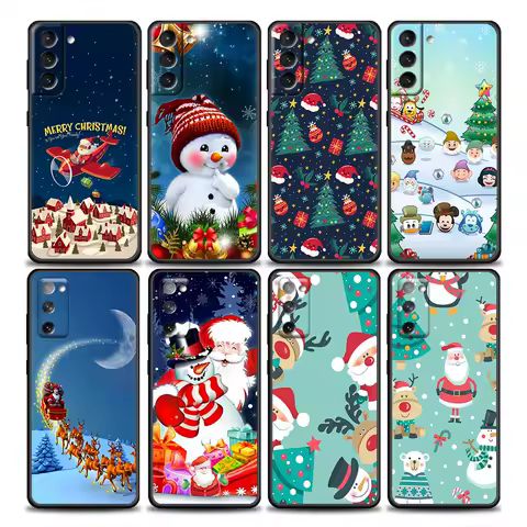 S24Ultra For Samsung Galaxy S21 S20 FE S22 Ultra 10 S23 S24 Plus Phone Case Funda Cover Merry Christmas Gift Santa Claus Snowman