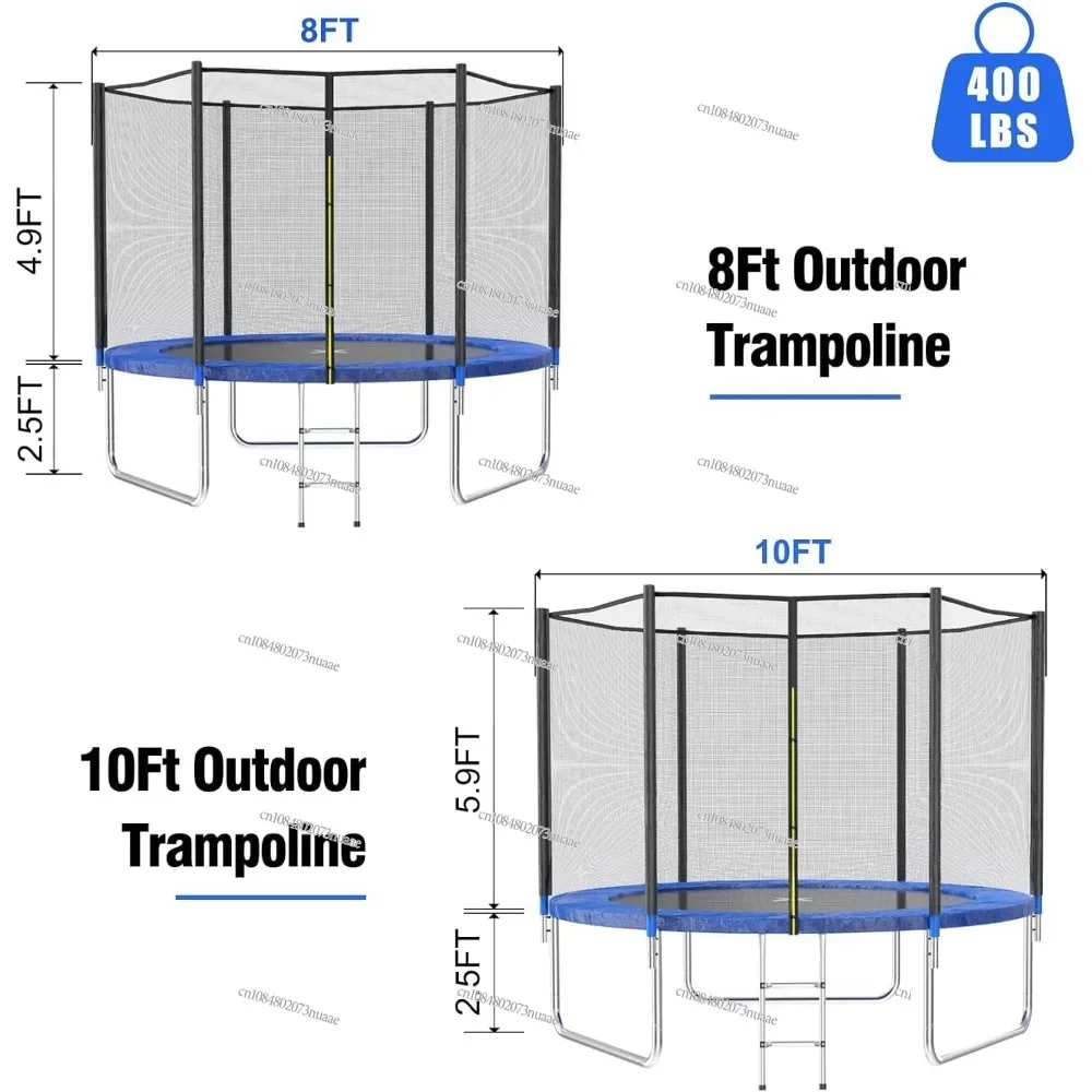 Trampoline with Safety Net Enclosure, Outdoor Bouncer with Basketball Hoop, Durable Jumping Mat, Springs Cover, 8-Foot