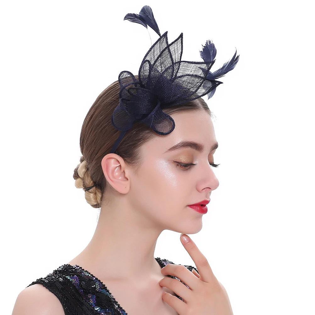 

2pcs Fascinator Headband Hairband Small Hat Women Vintage Dark Green Wedding Tea Party Banquet Accessories Hair Clips for Girls