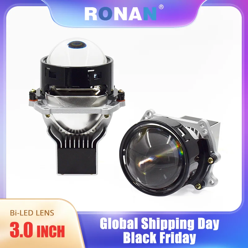 Ronan 3.0inch 24V 12V Bi-led Projector Lenses Retrofit Car Trucks Headlight for Hella 3R H4 H7 9005 9006 Accessory