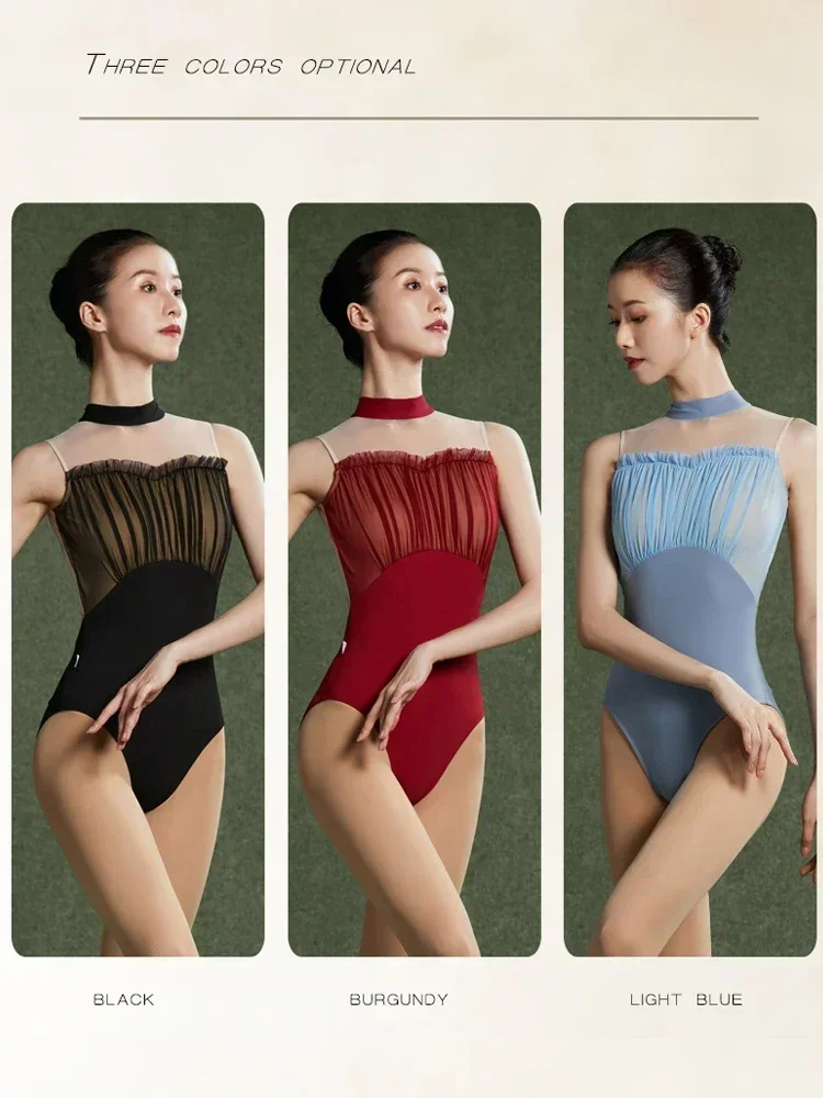 Tights ballet dance suits practice suits jumpsuits gymnastics basic training body suits female adult art test high collar