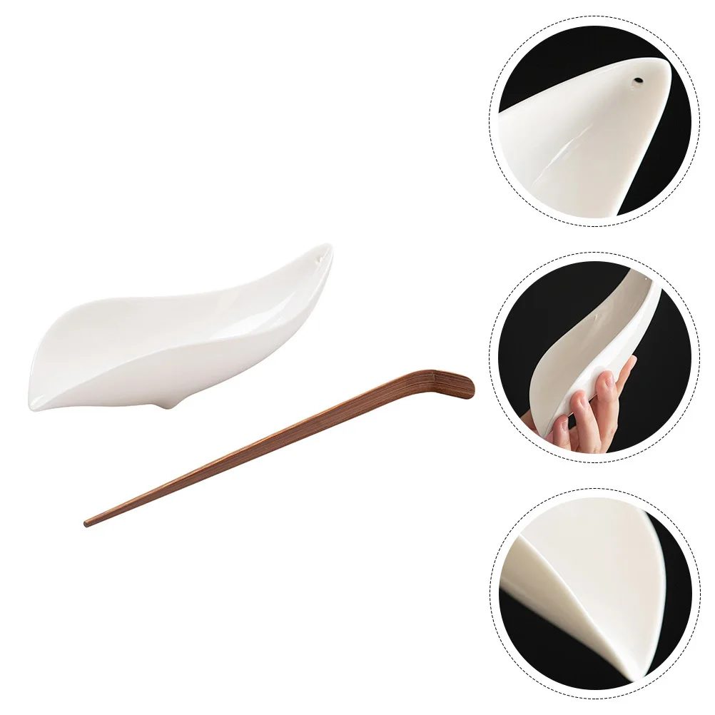 

2Pcs Ceramic Tea Shovel Spoon Needle Set Exquisite Teaware Accessories for Home Tea House Daily Use Ceramic Scoop