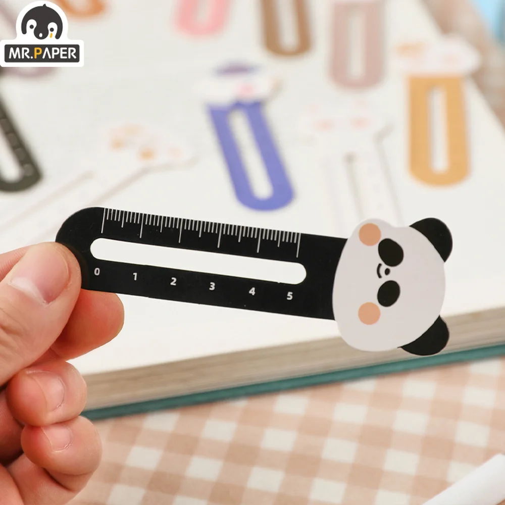 Mr. Paper 30Pcs/Box Cartoon Animal Bookmark Cute Bear Kitten Student Ruler Bookmark  Students Supplies