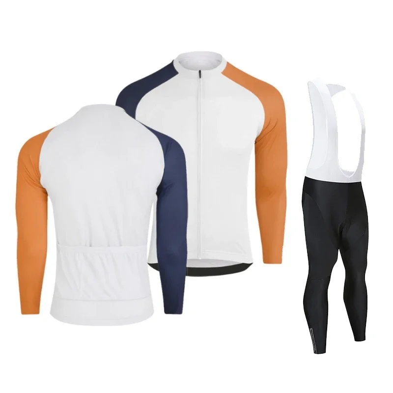 Ensemble de maillot de cyclisme à manches longues pour hommes, vêtements de vélo, pantalon à bretelles, uniforme de vélo VTT, printemps, automne