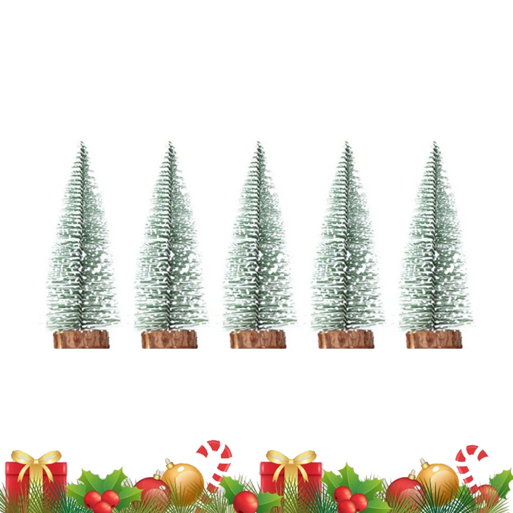 

5 pcs Mini Christmas Tree Small Indoor Log Tabletop Desktop nament Real Look Festive Xmas Decor Elegant Design Kids Gift