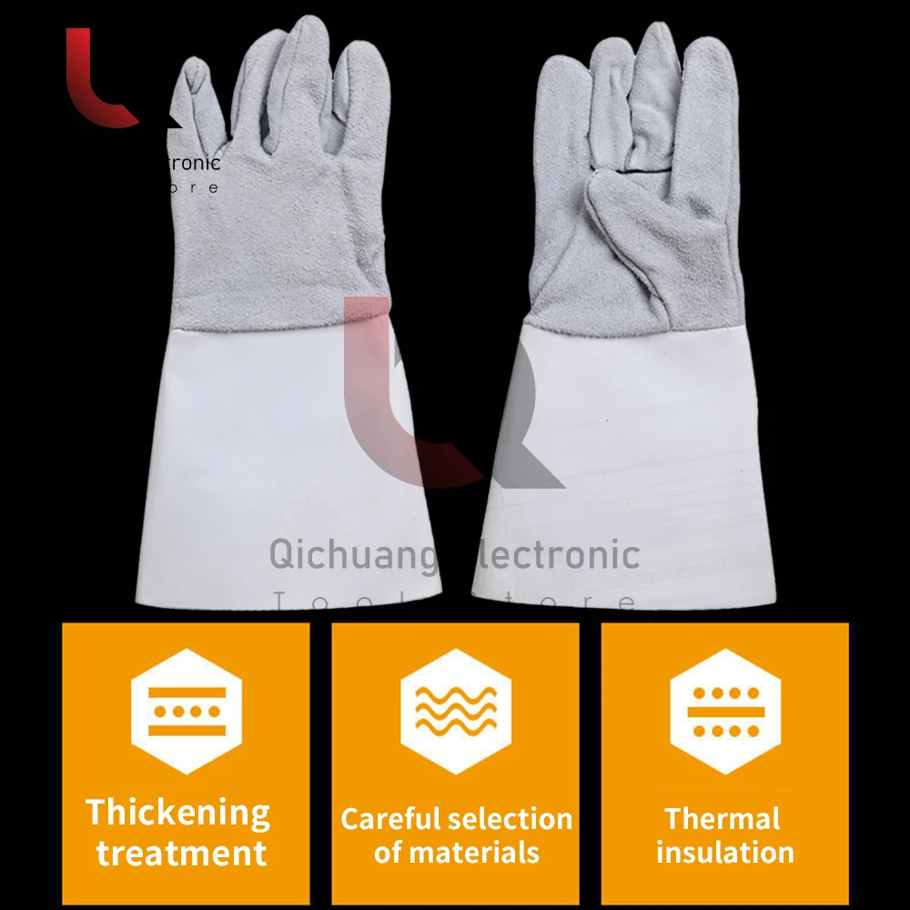 Lengthened Cowhide Leather Welding Work Gloves Heat Resistant Anti Scalding Security Protection Safety Work Gloves for Welder