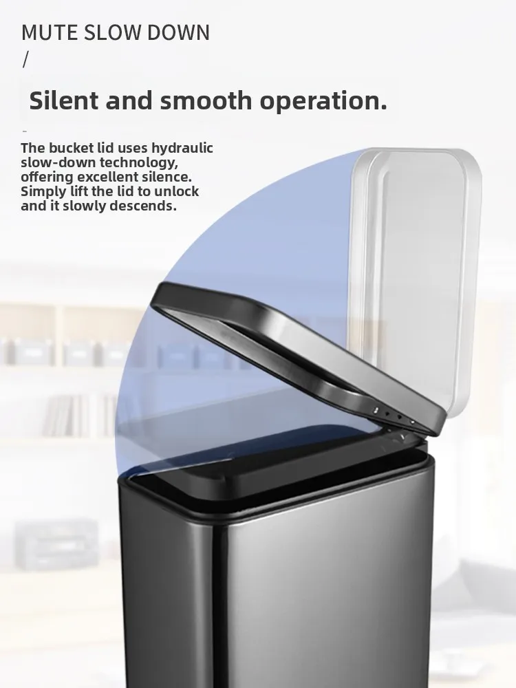 

Large Capaci Kitchen Tra Can Stainl Steel Foot Pedal Cover Living Room Luxury Batoom Toilet Home Use Dusin