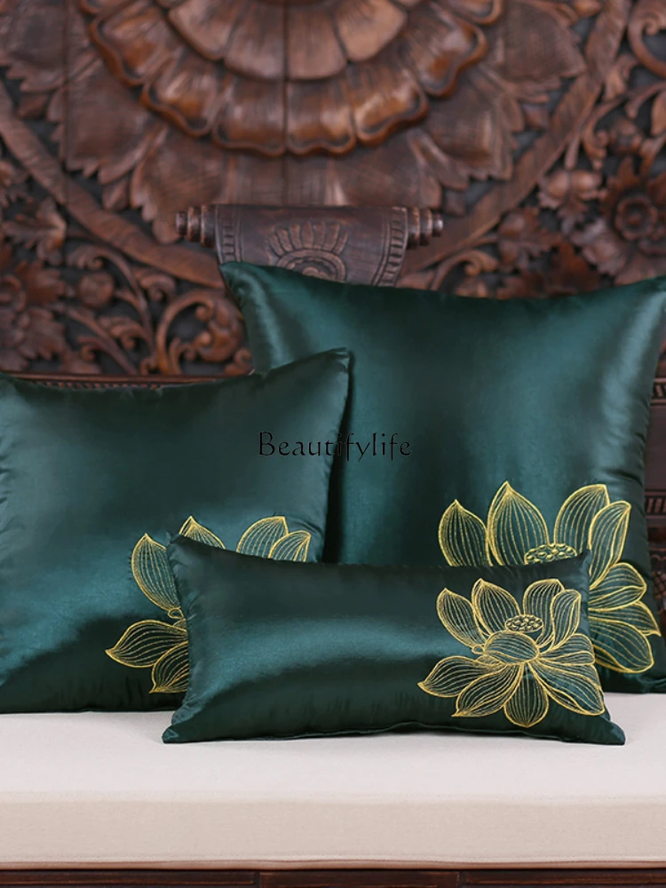 Embroidered Cushion Pillow Floral Sofa Backrest Cushion Square Pillow