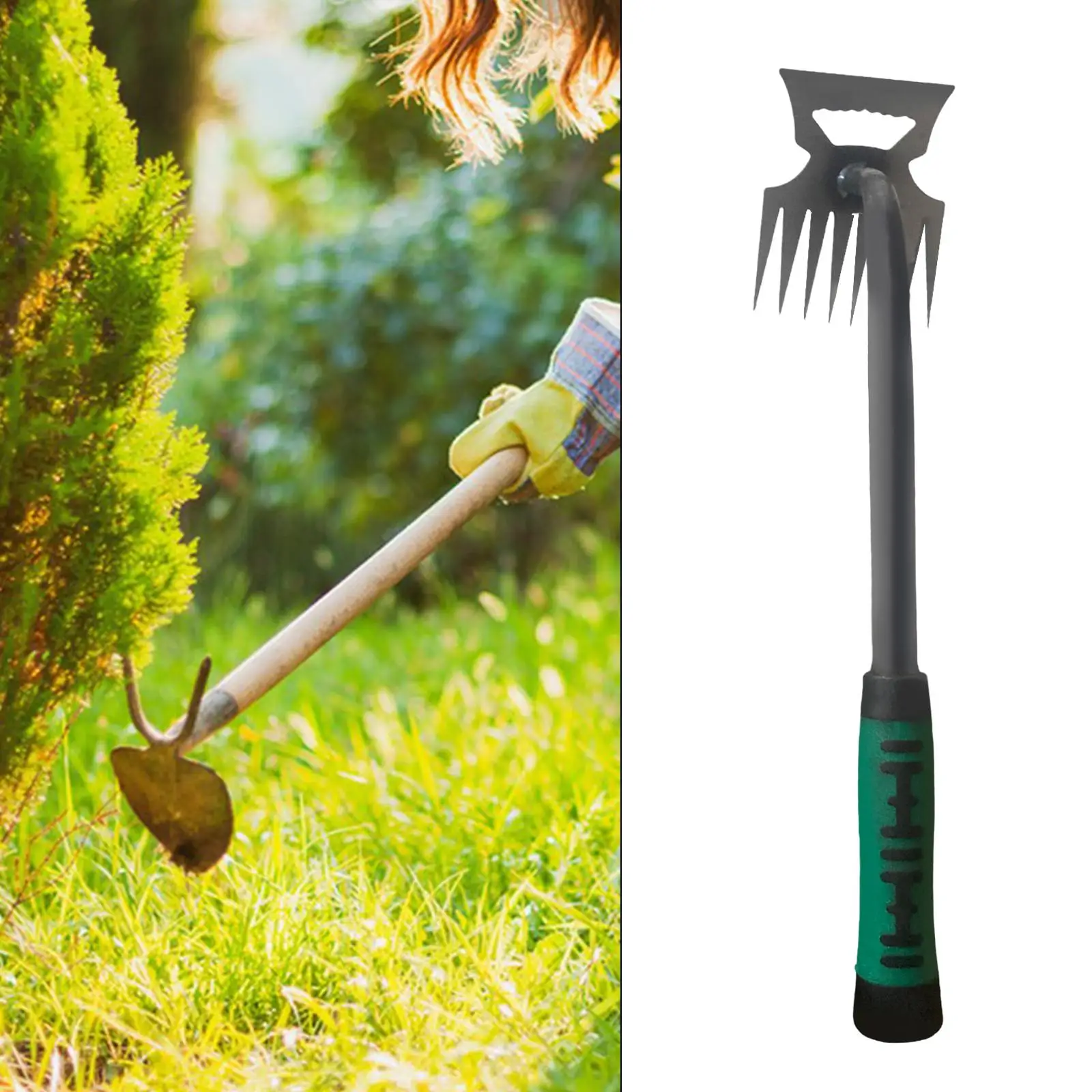 

36cm Garden Rake Weeding Tool 2 in 1 Hollow Hoe and Rake Weed Remover for Agricultural Work Digging and Shoveling Heavy Duty