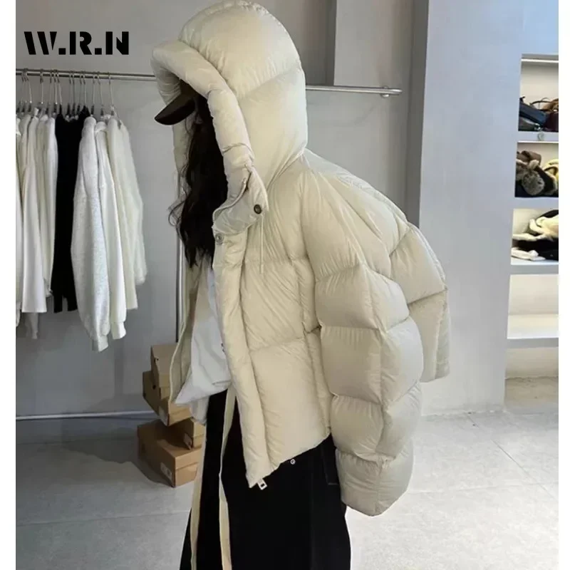 Women Casual Sweet Single Breasted Parkas 2024 Winter Short Outerwear Long Sleeve Jacket Lovely Solid Color Warm Thick Coat