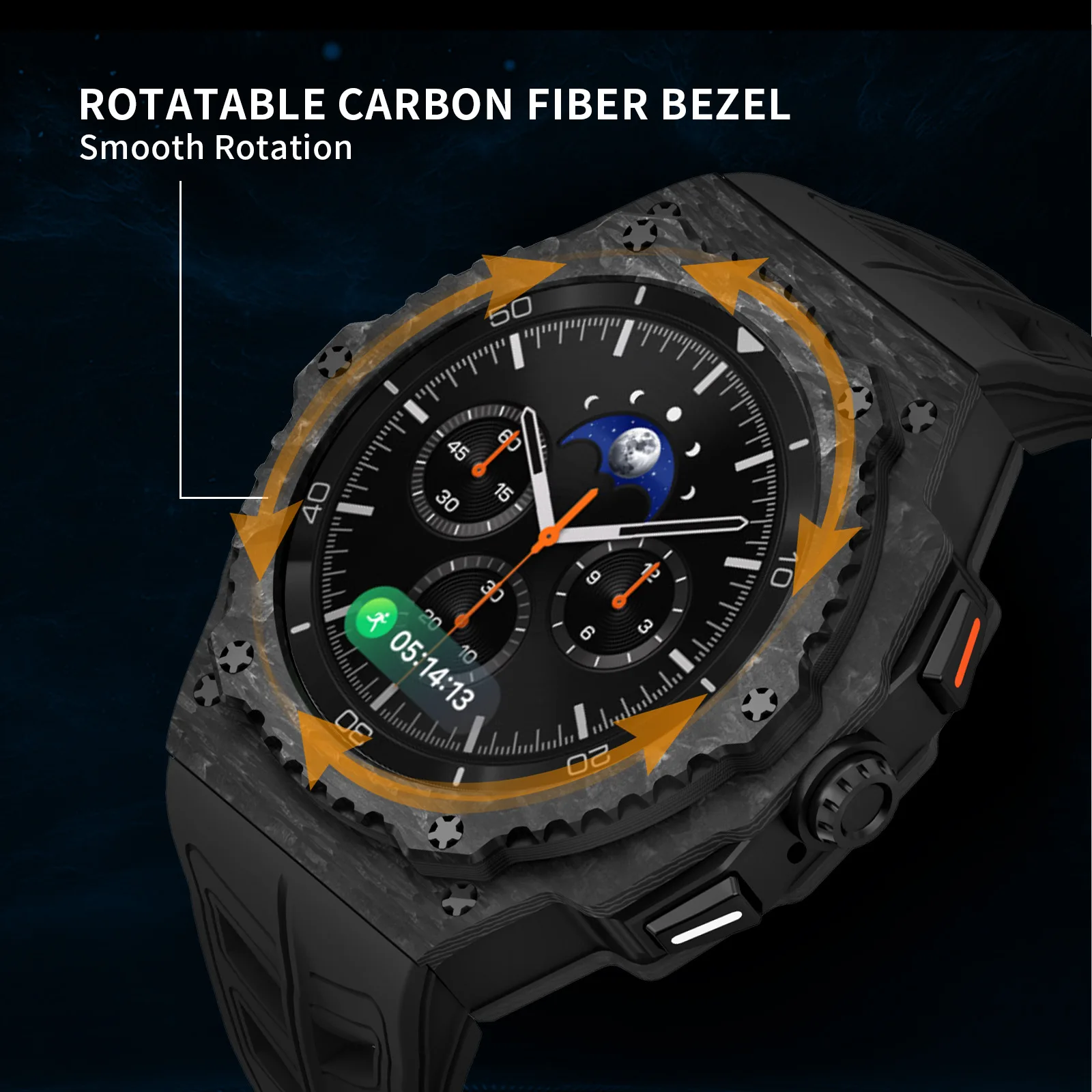 Carbon Fiber Case Modification Kit for Samsung Galaxy Watch Ultra 2 8 classic 46mm 7Ultra Luxury Case Fluororubber Strap Mod Kit