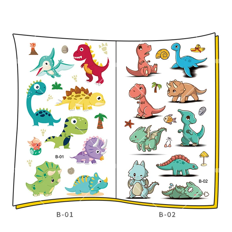 10 Sheets/Set Dinosaurus Tijdelijke Tattoo Stickers Vlag Ster Liberty Douche Kids Gift Body Make Sticker Tatoeages Dier Insect