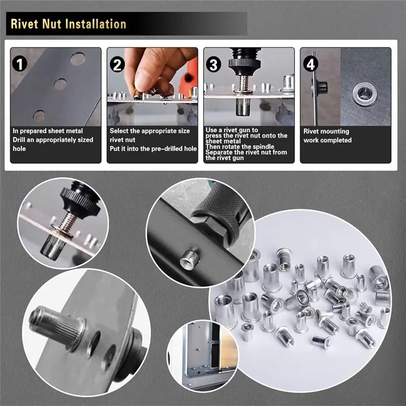 Pressure Rivet Nut Tool Kit, 430Pcs Metric Rivet Nut Combination (M8/M6/M5//M3), Suitable For Furniture, Decoration-AT36