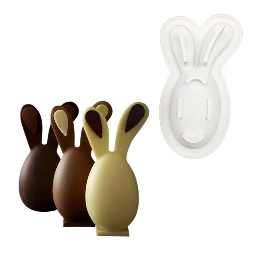 3D Rabbit Silicone Mold with small Hammer Happy Easter Chocolate Molds Bomb Mould Bakeware