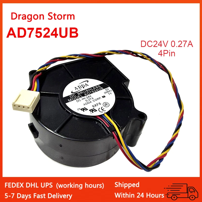 

Вентилятор для ADDA AD7524UB DC24V 0.27A 75*75*30 мм 4-контактный