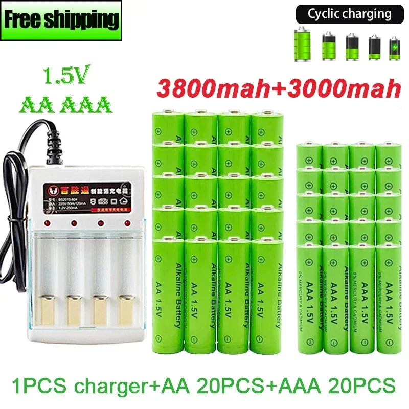 Batteria AA + AAA nuova 1.5 muslima3800mah AAA3000MAH con caricabatterie per torcia a LED muslimah