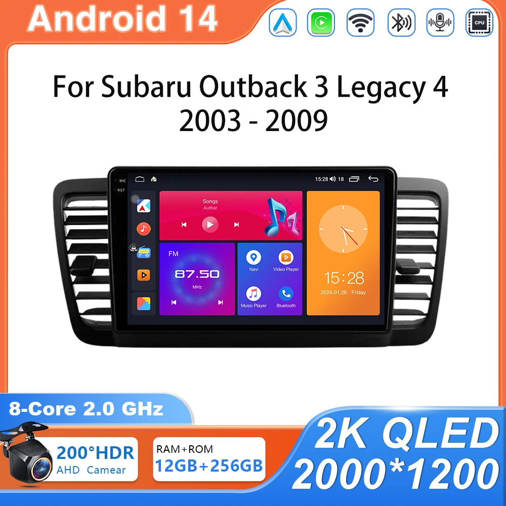 

Автомобильное радио Android 14 для Subaru Outback 3 Legacy 4 2003-2009 Carplay Мультимедиа Автомобильное Android Видео GPS 4G Авторадио без 2din