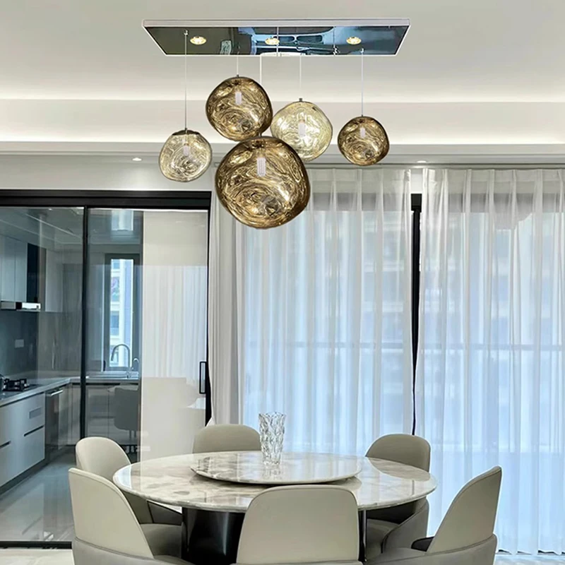 

Modern Glass Round Chandelier Suitable for Restaurants Board A Living Room Pendant Lamp Indoor Lighting Suspension Type Fixtures