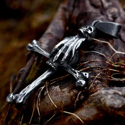 Vintage Punk Skull Necklace Stainless Steel Gothic Cross Pendant For Men Biker Unique Rock Amulet Jewelry Gifts Dropshipping