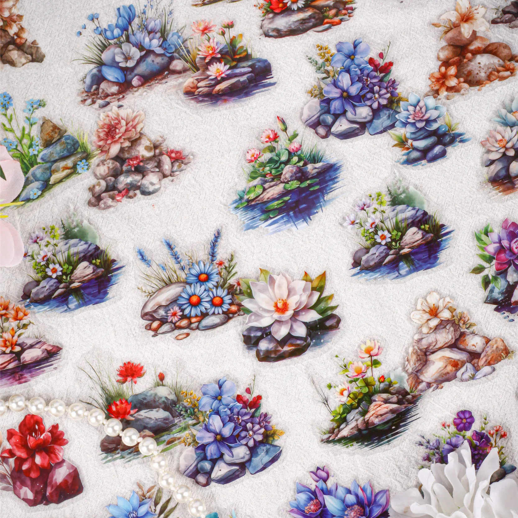 16-teiliges Kies-Blumen-Nachrichten-Serie Aufkleber-Set DIY Junk Journal Tagebuch Scrapbooking Material Collage Dekorative Aufkleber