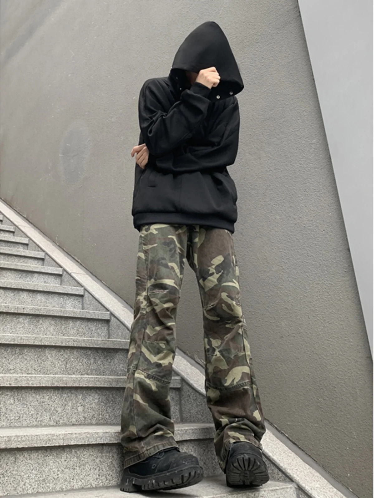 

Мужские прямые рабочие брюки Slim Fit в стиле ретро с камуфляжным принтом, молодежные износостойкие джинсовые брюки с низкой посадкой, в стиле High Street