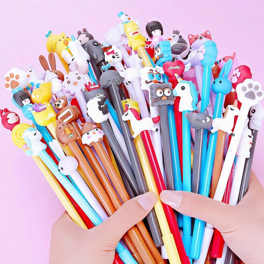 

10-30Pcs Cute Cartoon Neutral Pen Black Carbon Water Pen Needle Tube Head Student Signature Pen Girl's Heart Adorable#Color