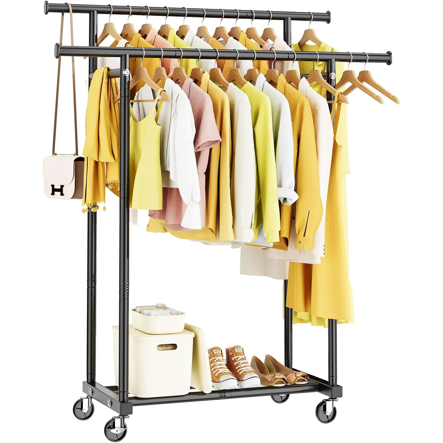 

Industrial Heavy-Duty Stainless Steel Clothes Hanger with 360° Rotating Hook Reinforced Steel Frame for Clothing Factories