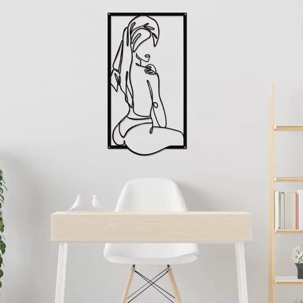 ARTLINEZ فن جداري معدني تجريدي باللونين الأبيض والأسود | ديكور فريد لغرفة النوم والمكتب #2