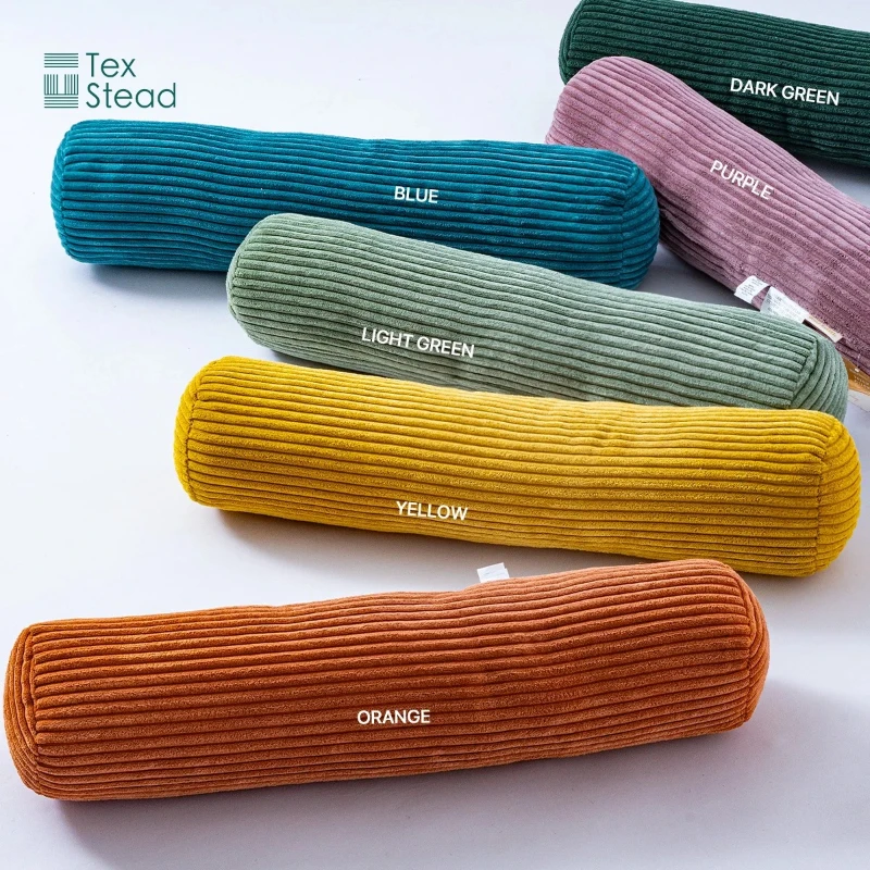 Corduroy Stripe Cylinder Pillow Full Body Pillowcase Functional Bolster Pillow Cylindrical Side Pillow Sofa Bedroom Backrest