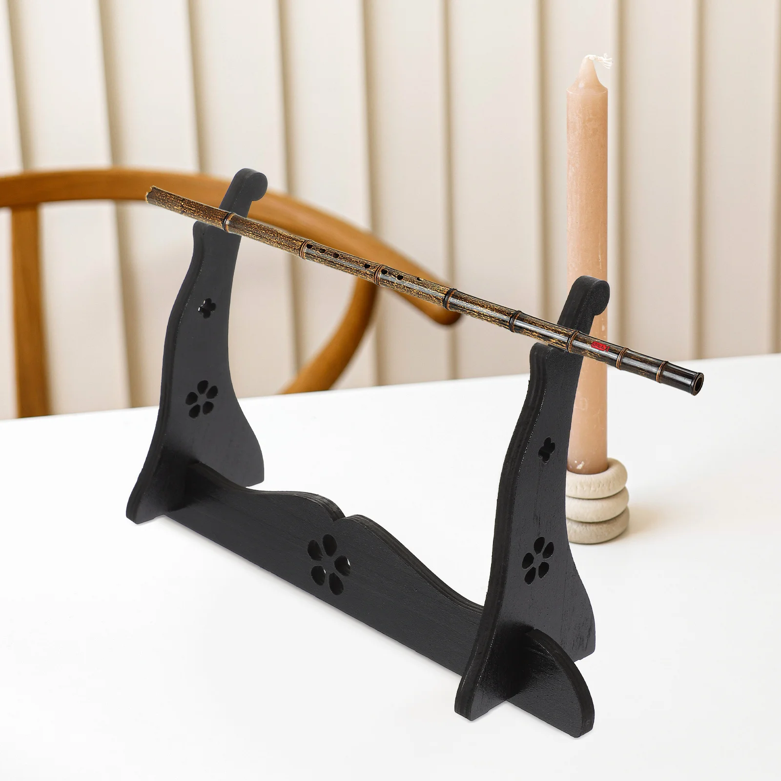 

Storage Holder Flute Display Stand for Flutes Knife Stands Brown Wood Rack Shelf
