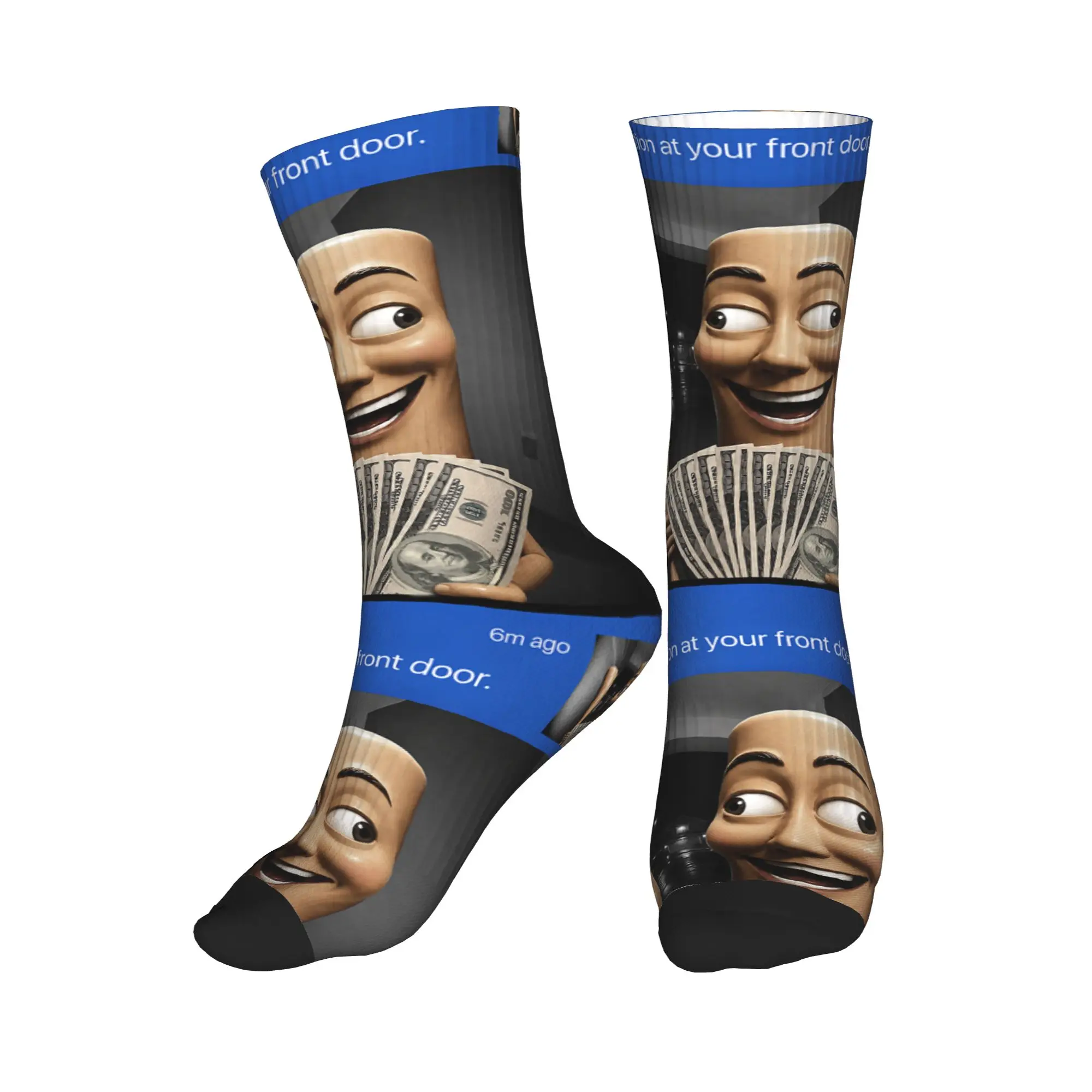 There is Motion At Your Front Door Tung Tung Tung Sahur Stockings  Gothic Socks Men Socks Winter Outdoor Sports Graphic Socks