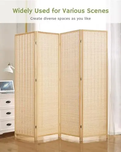 

6ft. Tall Extra Wide Folding Privacy Screens with Double-Weave and Freestanding Room Dividers Privacy Screens(Saddle Brown)