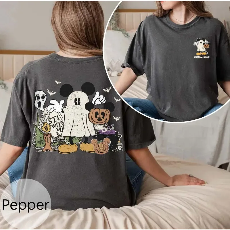 

Женская футболка в стиле ретро с Микки и друзьями на Хэллоуин, новое летнее повседневное модное мужское и женское очень большое платье для пар
