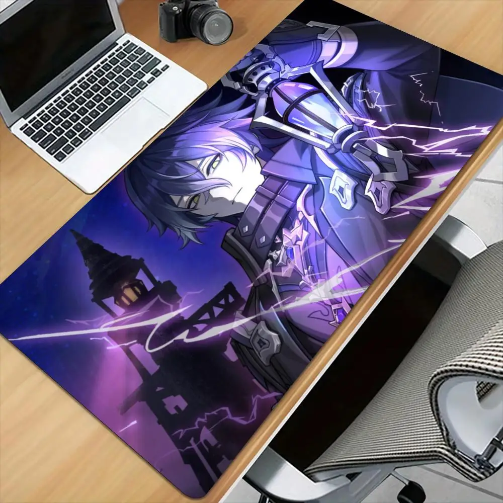 Genshin Impact Flins Large Mouse Pad Desk Mat Stitched Edge Non-Slip Desk Accessories Anime Gaming Pad Office Rug Mouse Carpet