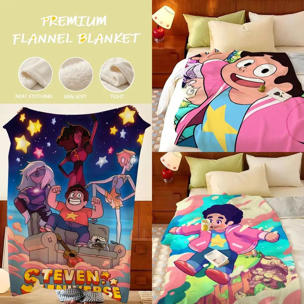 Cartoon S-Steven U-Universe-ee Throw Flannel Throw Blanket, Lightweight Cozy, Durable Washable cute Cool