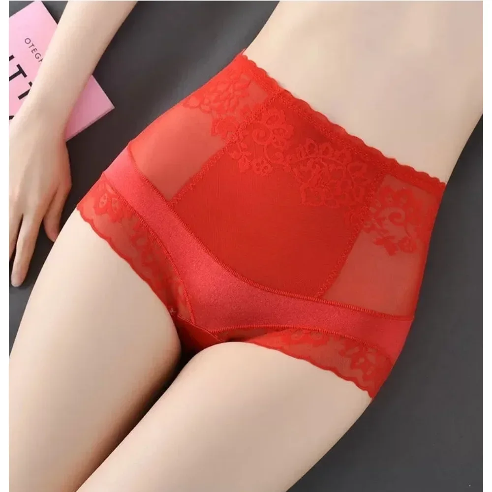 Ultra-thin Panties Women Lace Embroidery Flowers Panties High Waist Butt Lifter Briefs Control Tummy Seamless Underwear 심리스 팬티 - Image 3
