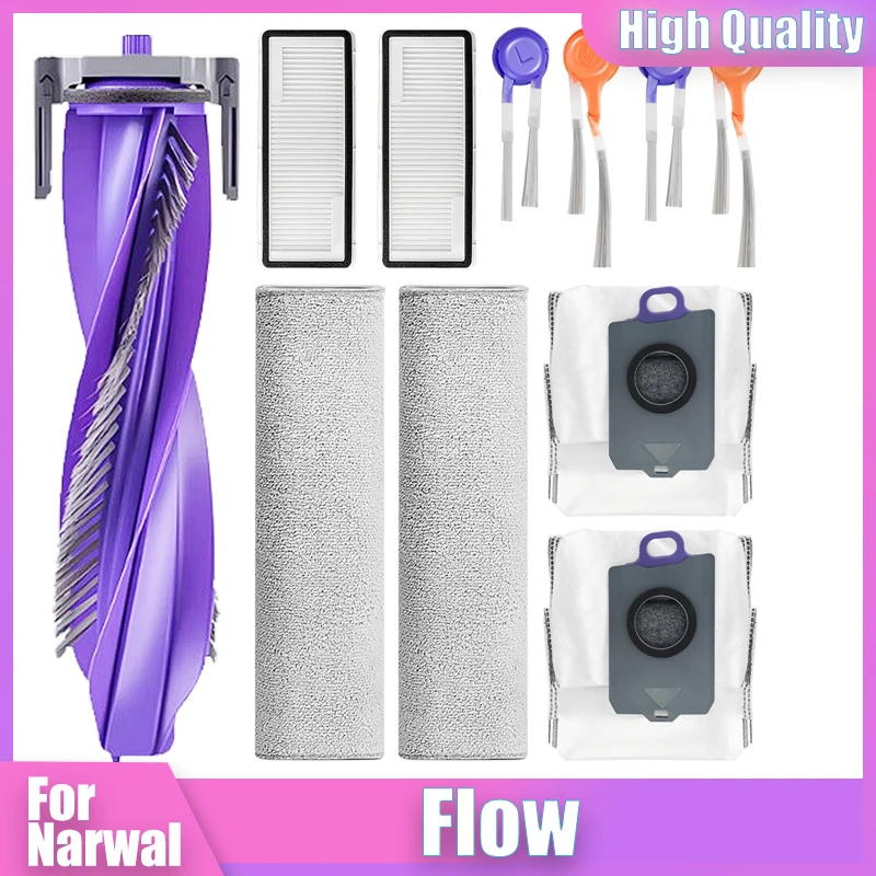 

Replacement Kit for NARWAL Flow Robot Vacuum Cleaner Parts Main Brush Roller Brush HEPA Filter Dust Bag Side Brush Accessorie