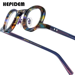 HEPIDEM Acetate Glasses Men Famous Brand Design Retro Round Women Nerd Eyeglasses Frame Iron Man Spectacles Vintage Eyewear 9175