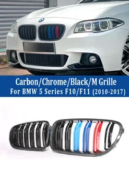 BMW 5 시리즈 F10 F11 2010-2017 M5 광택 블랙 그릴 520i 528i 530i 액세서리 용 전면 신장 성형 바umper M 컬러 그릴