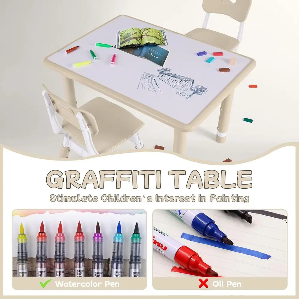 Toddler Table and Chair Set, Height Adjustable-Upgrade Kids Table and 4 Chairs or Ages 3-8, Multi-Activity Toddler Play Table wi