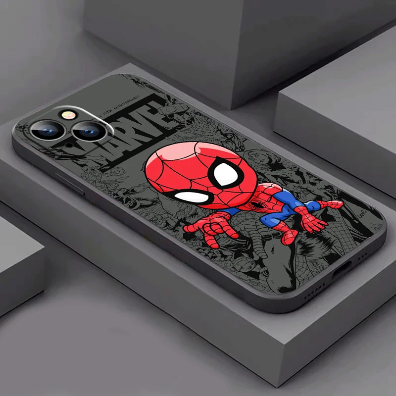 Marvel Logo Spiderman Voor Iphone 15 14 7 8 Plus 13 12 11 Pro Xs Xr Xs Max 13 12 Mini Telefoonhoesje Vloeibare Siliconen Hoes Carcasa
