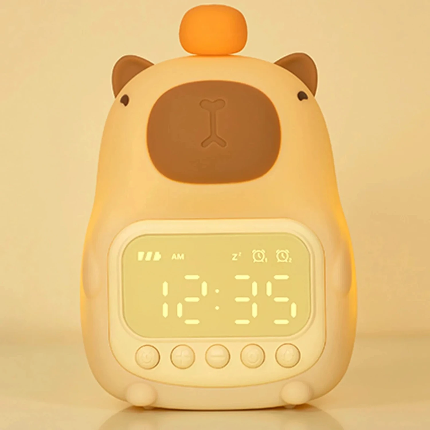 Adorable Cute Rechargable Desktop Table Clock with Night Light and Snooze Function Always-on Display - Digital Alarm Clock with 