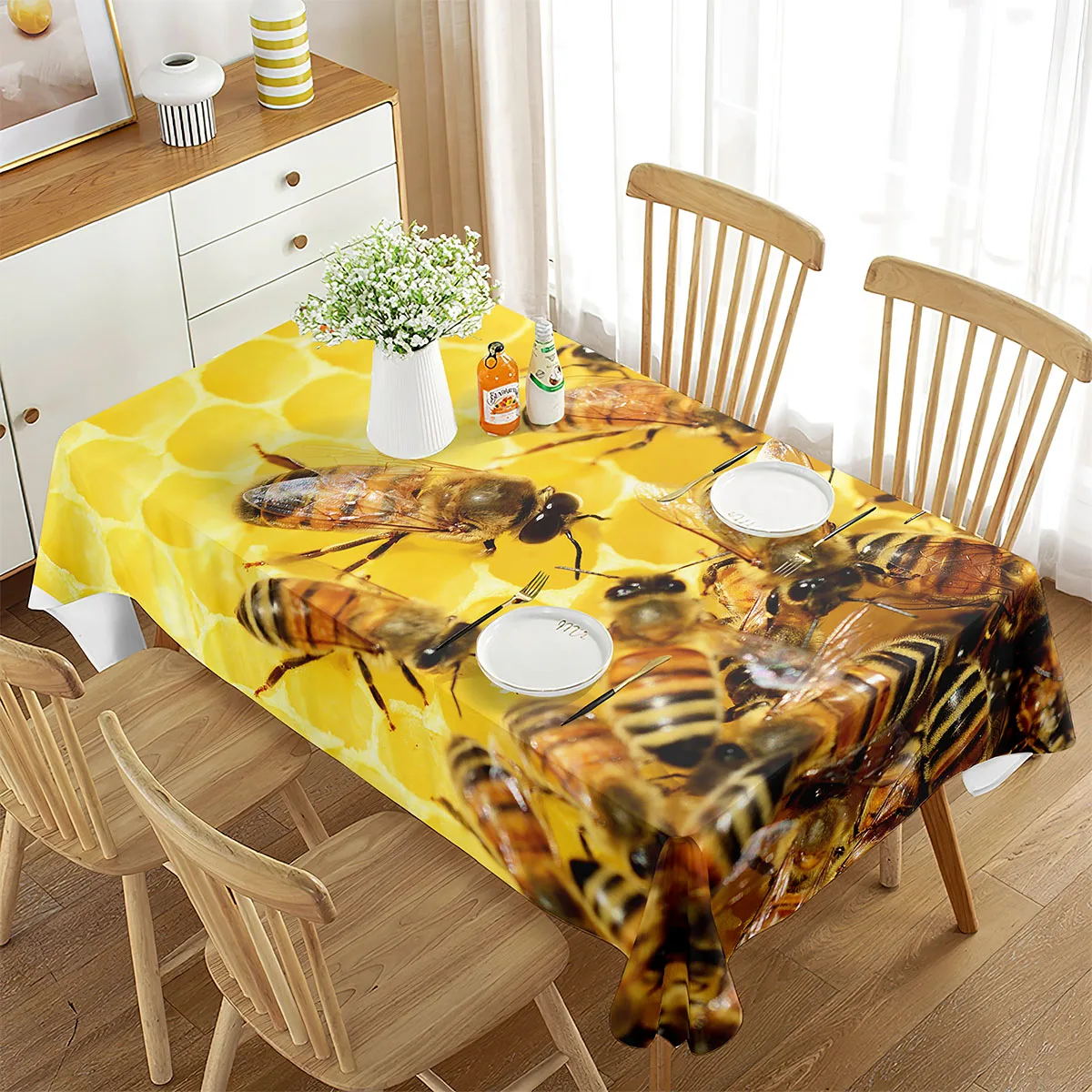 Rectangular Tablecloth Bee Rectangular Tablecloth Beehive Honey Home Decor Dining Room Kitchen Travel Living Room Banquet Party