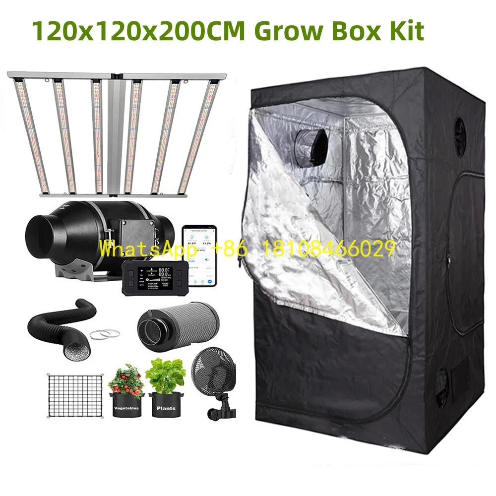 

680D Mylar Grow Box with WIFI Controller Duct Fan Europe Stock 4X4 Smart Growing Tent Kit Complete 640W Dimmable LED Grow Bar 1
