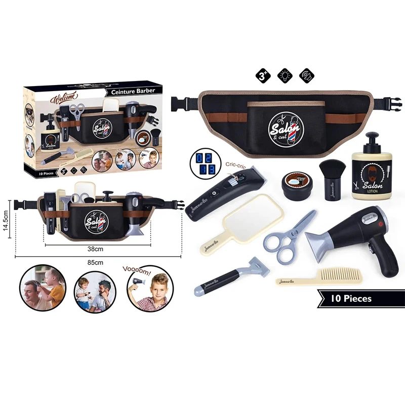 مجموعة لعب دور الحلاق للأطفال، مجموعة أدوات الحلاقة لصالونات التظاهر، ألعاب للأولاد والبنات، لعبة مكياج أنيقة، هدية عيد ميلاد