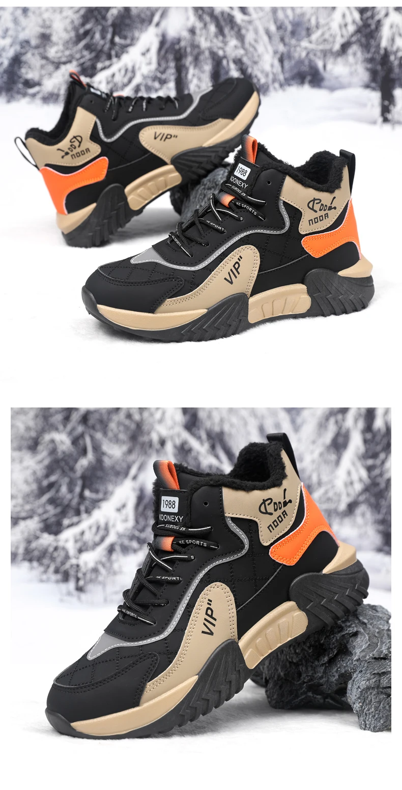 Herren-Schneeschuhe, geeignet für den Winter, Herrenschuhe, mittelhoher Schaft, bequemes Innenfutter, stilvolles Obermaterial, warm und bequem. – Detail 3