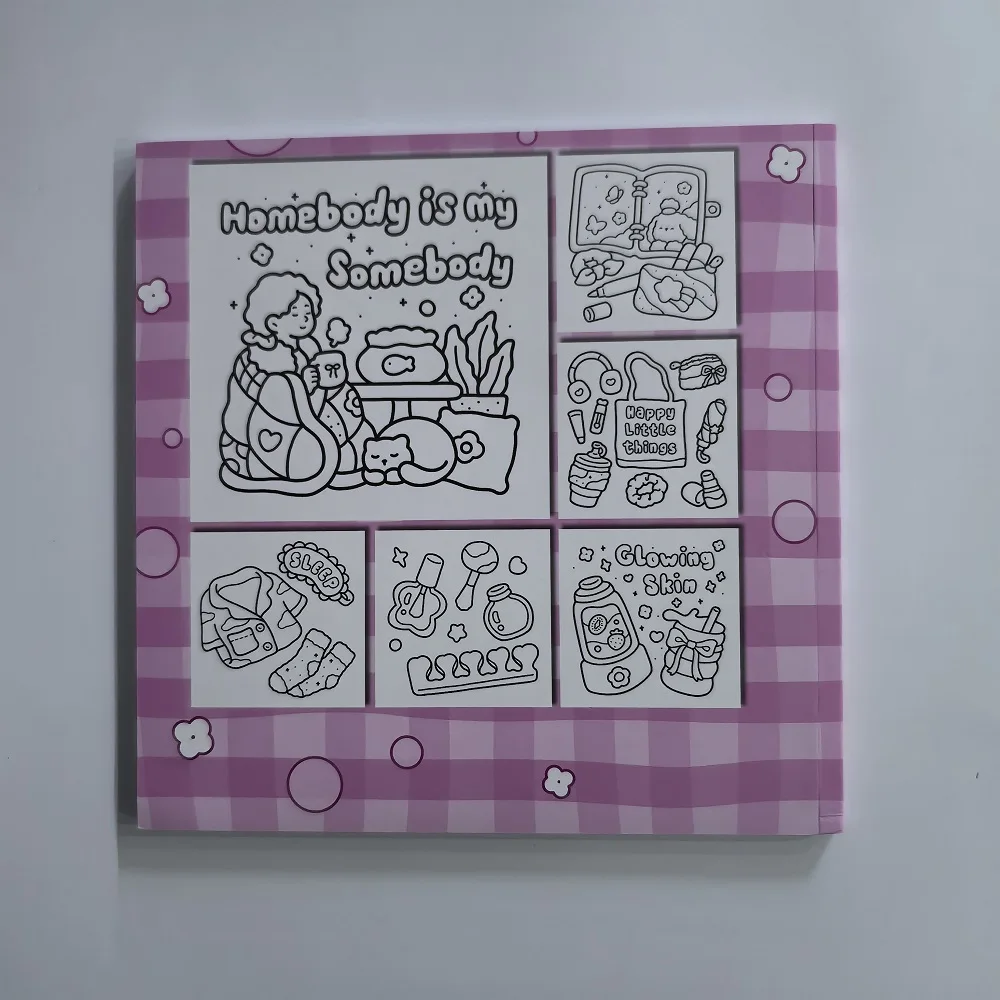 كتاب تلوين لطيف وسهل الرسوم التوضيحية للعناية الذاتية - رسم مثالي لتخفيف التوتر هدية عيد الميلاد أو عيد الميلاد