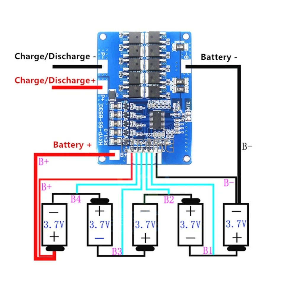 5S 18V 21V 30A 45A BMS Lithium Battery Charging Protection Board With NTC Resistors With Balance And NTC Temperature Protection