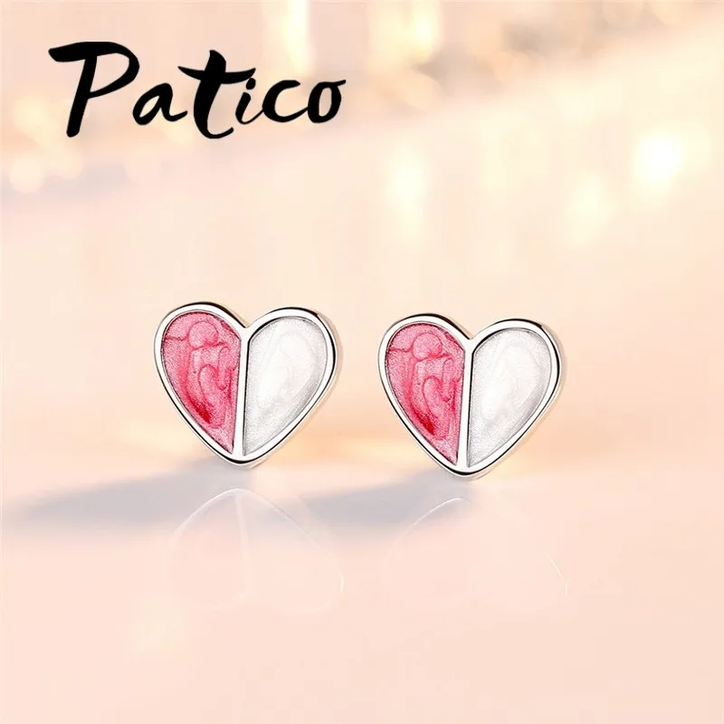 

Big Promotion New Style Heart Stud Earrings For Women Genuine 925 Sterling Silver Charm Earrings Wholesale Fashion Jewelry