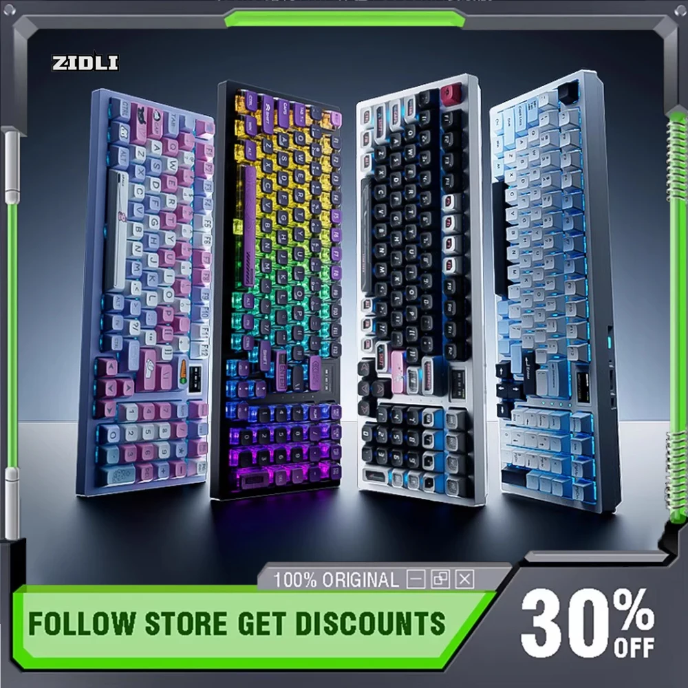 

ZIDLI FK980 Wireless Bluetooth Mechanical Keyboard Three-mode RGB Hot-swap Gasket Business E-sports Gaming Keyboard Gifts